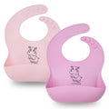 Pink and Purple silicone baby bib 2-piece set for baby-led weaning by Cute & Wild Baby