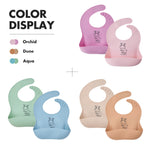 Silicone baby bib 2-piece set in three color options, ideal newborn baby gift set by Cute & Wild Baby